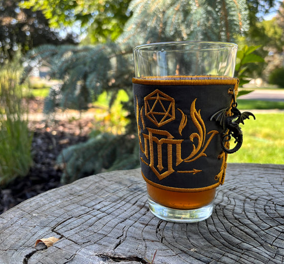Embroidery: Game Master Drink Sleeve (with both GM and DM Monograms)