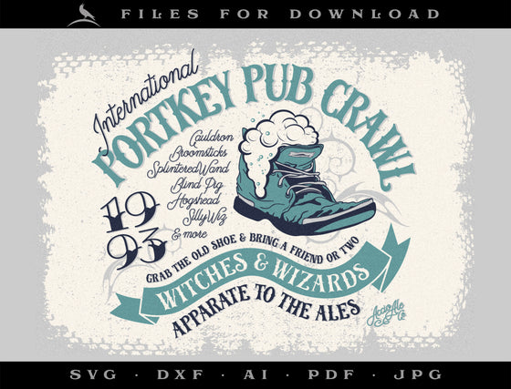Art & Cut Files: Wizard Pub Crawl Retro-style Artwork