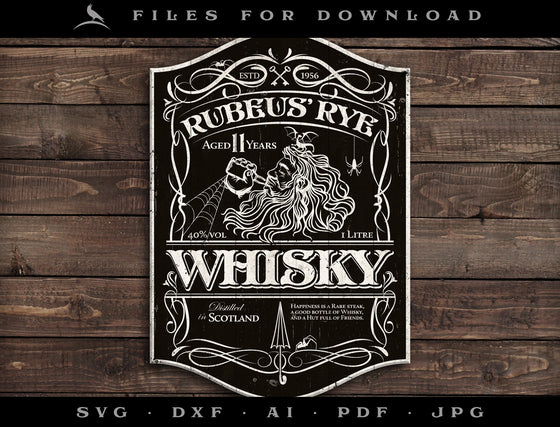 Art & Cut Files: "Rubeus Rye Whisky" Wizarding Label and Sign