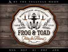 Art & Cut Files: Apothecary Label and Sign Design, "Frog & Toad Parts for Potions"