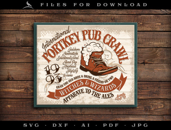 Art & Cut Files: Wizard Pub Crawl Retro-style Artwork