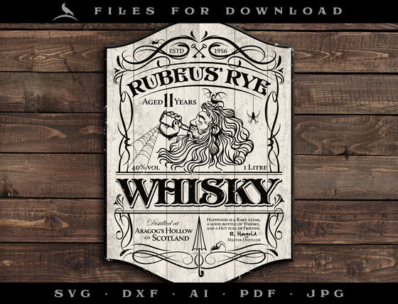 Art & Cut Files: "Rubeus Rye Whisky" Wizarding Label and Sign