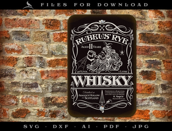 Art & Cut Files: "Rubeus Rye Whisky" Wizarding Label and Sign