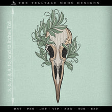  Embroidery Files: Bird Skull & Willows Sketch - Six Sizes Between 5 and 12 Inches Tall - Seven Thread Colors