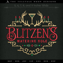  Embroidery: "Blitzen's Watering Hole" (4 Colors; 5 Sizes Between 5 and 9 Inches; Several Formats)