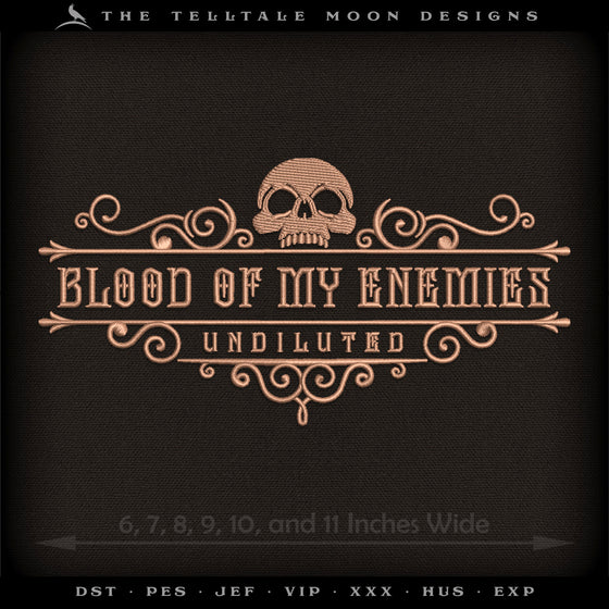 Embroidery: "Blood of My Enemies" - Drink Sleeve for Pints or To-go Cups