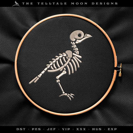 Embroidery: Bony Little Bird - Five Sizes Between 3 and 7 Inches - One Thread Color