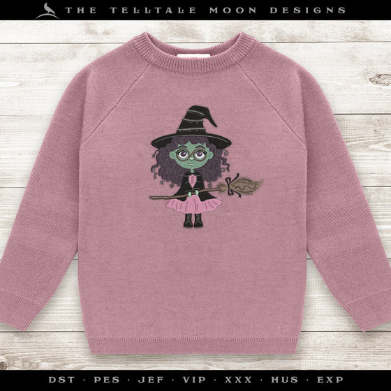 Embroidery Files: "Wee Wicked Witch" Cartoon Design Inspired by the Classic Book