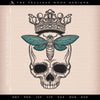 Embroidery: Crowned Skull with Cicada - Six Sizes 5 to 10 Inches Tall