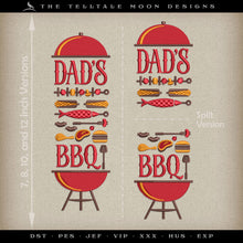  Embroidery: "Dad's BBQ" Design for Backyard Barbecue - Four Sizes PLUS Split Sets