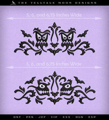  Embroidery Set of 2: Gothic Damask Inspired by Haunted Mansion (Two Versions, Three Sizes Each, Two Thread Colors)
