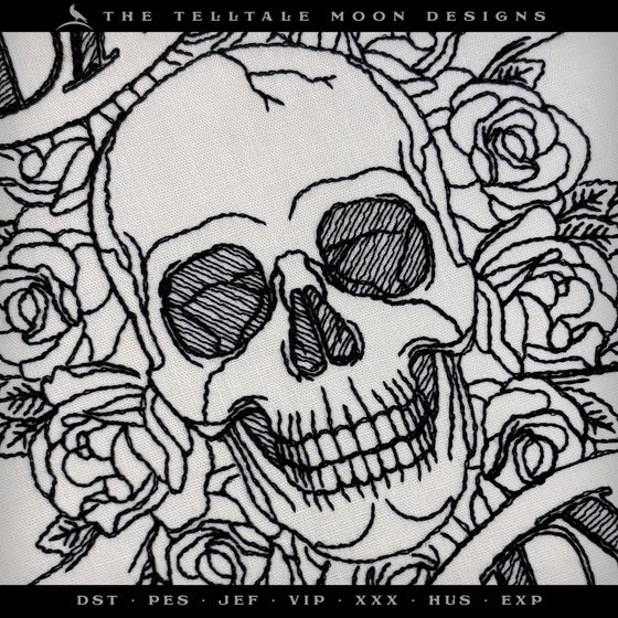 An Embroidery: "Dark & Nerdy" Tattoo Themed Design - Two Styles - Six Sizes Each