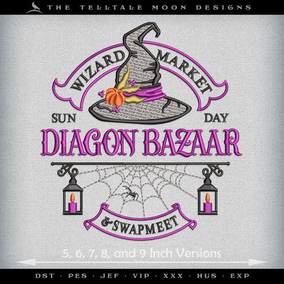 Embroidery: Magical Wizard Street Bazaar on Diagon - 5, 6, 7, 8, and 9 Inches