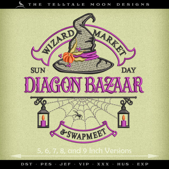 Embroidery: Magical Wizard Street Bazaar on Diagon - 5, 6, 7, 8, and 9 Inches