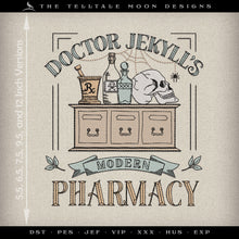  Embroidery: "Doctor Jekyll's Modern Pharmacy" Sketch-style in Five Sizes