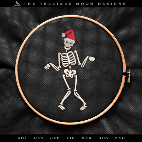 Embroidery: Dancing Santa Skeleton (4 Colors; 3 Sizes Between 6 and 7 Inches Tall)