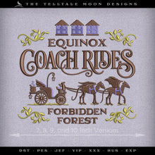  Embroidery: Wizarding "Equinox Coach Rides" Sign - Two Styles - Four Sizes Each, Between 7 and 10 Inches