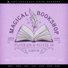  Embroidery: Magical Bookshop Doodle - Eight Sizes Between 5.5 and 12.5 Inches Wide