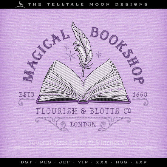 Embroidery: Magical Bookshop Doodle - Eight Sizes Between 5.5 and 12.5 Inches Wide