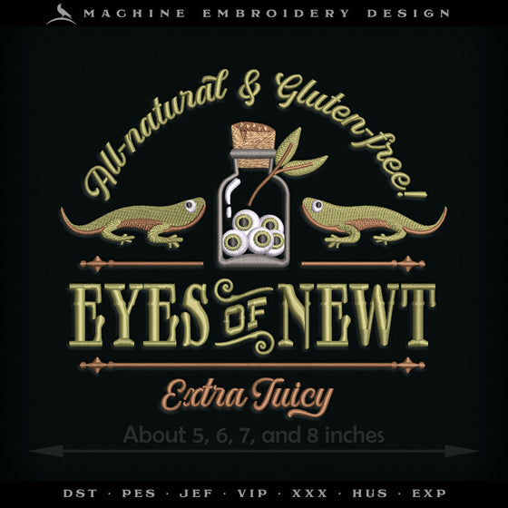 Embroidery: "Eyes of Newt" - Four Sizes 5 to 8 Inches Wide - Six Thread Colors