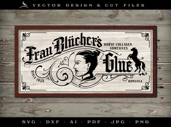 Art & Cut Files: "Frau's Glues" Darkly Funny Vintage-Style Bar Sign Design