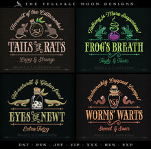  Embroidery Pack: Set of 4 Potion Ingredients - Four Sizes Each 5 to 8 Inches Wide