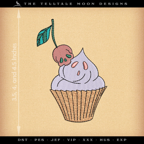 Embroidery Files: Creepy Cute Cupcake - Three Sizes 3.5 to 4.5 Inches Tall