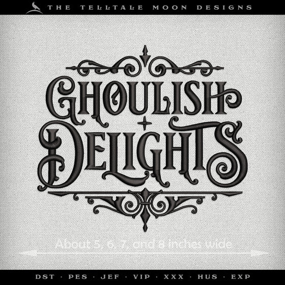 Embroidery: "Ghoulish Delights" Set of Typography Inspired by Haunted Mansion