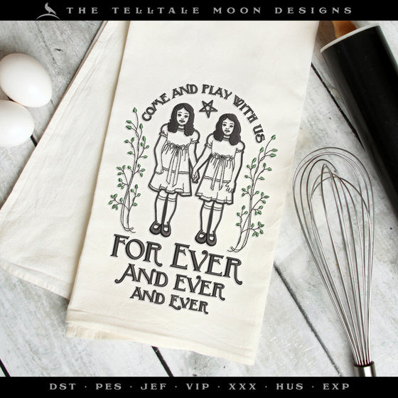 Embroidery: "Forever and Ever" Ghost Twins Design in Several Sizes 5-9 Inches