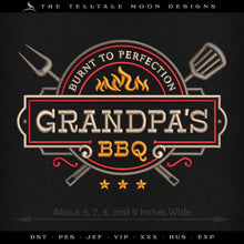  Embroidery: "Grandpa's BBQ" Fun Logo for Backyard Barbecue