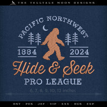  Embroidery: Bigfoot "Hide & Seek Pro League" Sign - Seven Sizes Between 5 and 12 Inches Tall