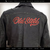 Embroidery: "Old Steel" Vintage Script for Greaser, Rockabilly, Motorhead, Rider, and Garage