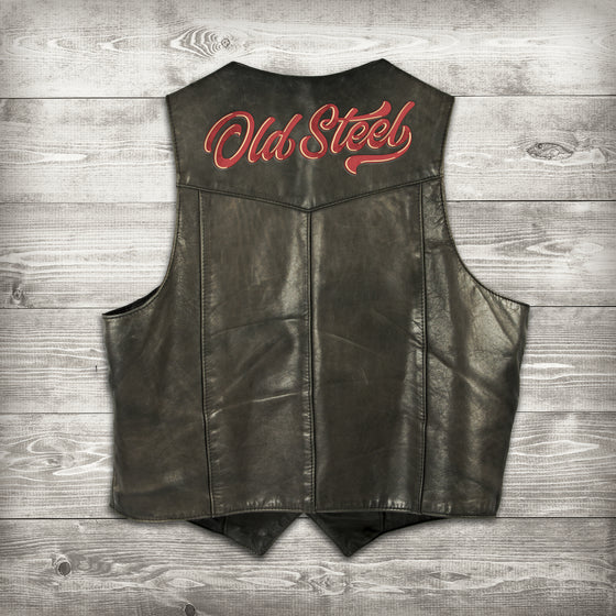 Embroidery: "Old Steel" Vintage Script for Greaser, Rockabilly, Motorhead, Rider, and Garage