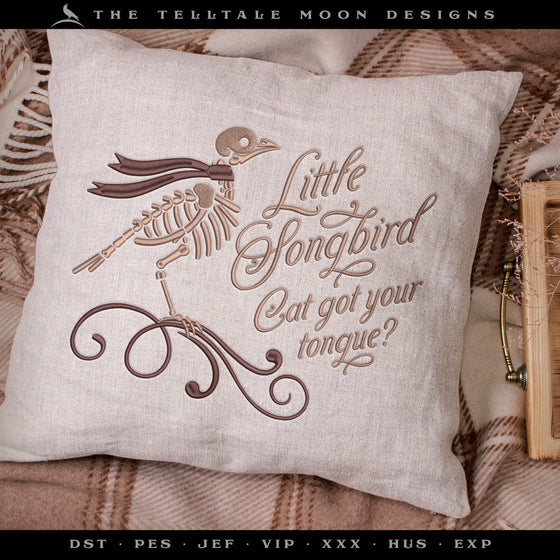 Embroidery: "Hey Little Songbird" Musical Quote - Seven Sizes 6 to 12 Inches