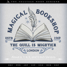  Embroidery: "The Quill is Mightier" with Five Sizes Between 6 and 12 Inches Wide