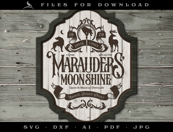 Art & Cut File Set: Wizard-themed Marauders Moonshine Design