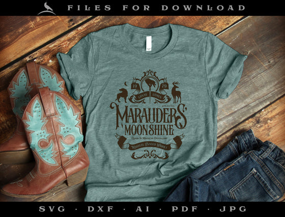 Art & Cut File Set: Wizard-themed Marauders Moonshine Design