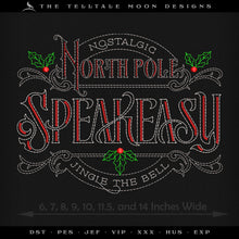  Embroidery: Run-stitch "Nostalgic North Pole Speakeasy" - Seven Sizes - Four Thread Colors