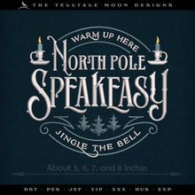  Embroidery: Nostalgic "North Pole Speakeasy" Vintage-look Design - Four Sizes Between 5.5 and 8.5 Inches Wide - Three Thread Colors