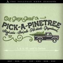  Embroidery: Classic "Pick-a-Pinetree" Design - Five Sizes About 7, 8, 9, 10, 12 Inches Wide - 3 Thread Colors