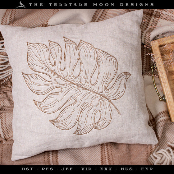 Embroidery: THREE Leaf Drawings - Majestic Palm, Monstera, and Philodendron - Several Sizes Each