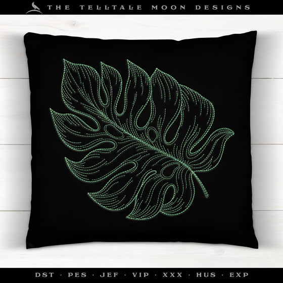 Embroidery: THREE Leaf Drawings - Majestic Palm, Monstera, and Philodendron - Several Sizes Each