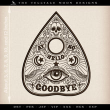  Embroidery: Drawing of a Ouija Planchette - Eight Sizes 5 to 12 Inches Tall