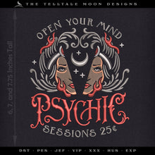 Embroidery: "Psychic Sessions" Dark Vintage Design - Three Sizes at 6, 7, and 7.75 Inches Tall