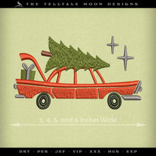  Embroidery: Midcentury Retro Christmas Car - 3, 4, 5, and 6 Inches Wide