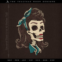  Embroidery: Rockabilly Ghoulfriend - Six Sizes Between 5 and 10 Inches - 4 Thread Colors