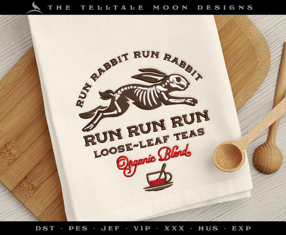 Embroidery Files: "Run Rabbit Run Teas" - Five Sizes Between 5.5 and 8.5 Inches - Three Thread Colors