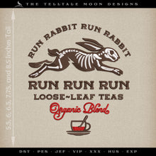  Embroidery Files: "Run Rabbit Run Teas" - Five Sizes Between 5.5 and 8.5 Inches - Three Thread Colors