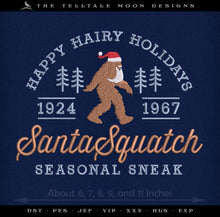  Embroidery: Bigfoot "SantaSquatch" Design - Five Sizes Between 6.5 and 11 Inches Wide