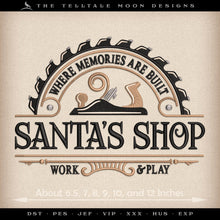  Embroidery: "Santa's Woodshop" - 4 Thread Colors - 6 Sizes